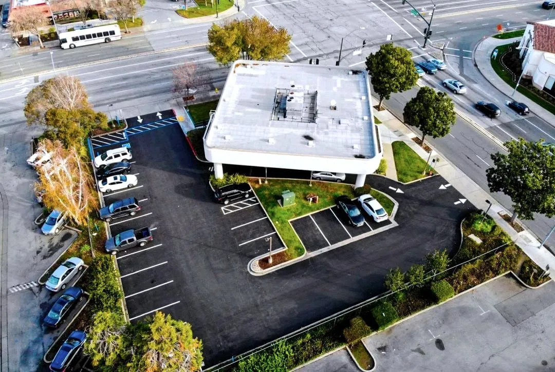 Resurfaced private roadway and parking areas within a Bay Area residential community.