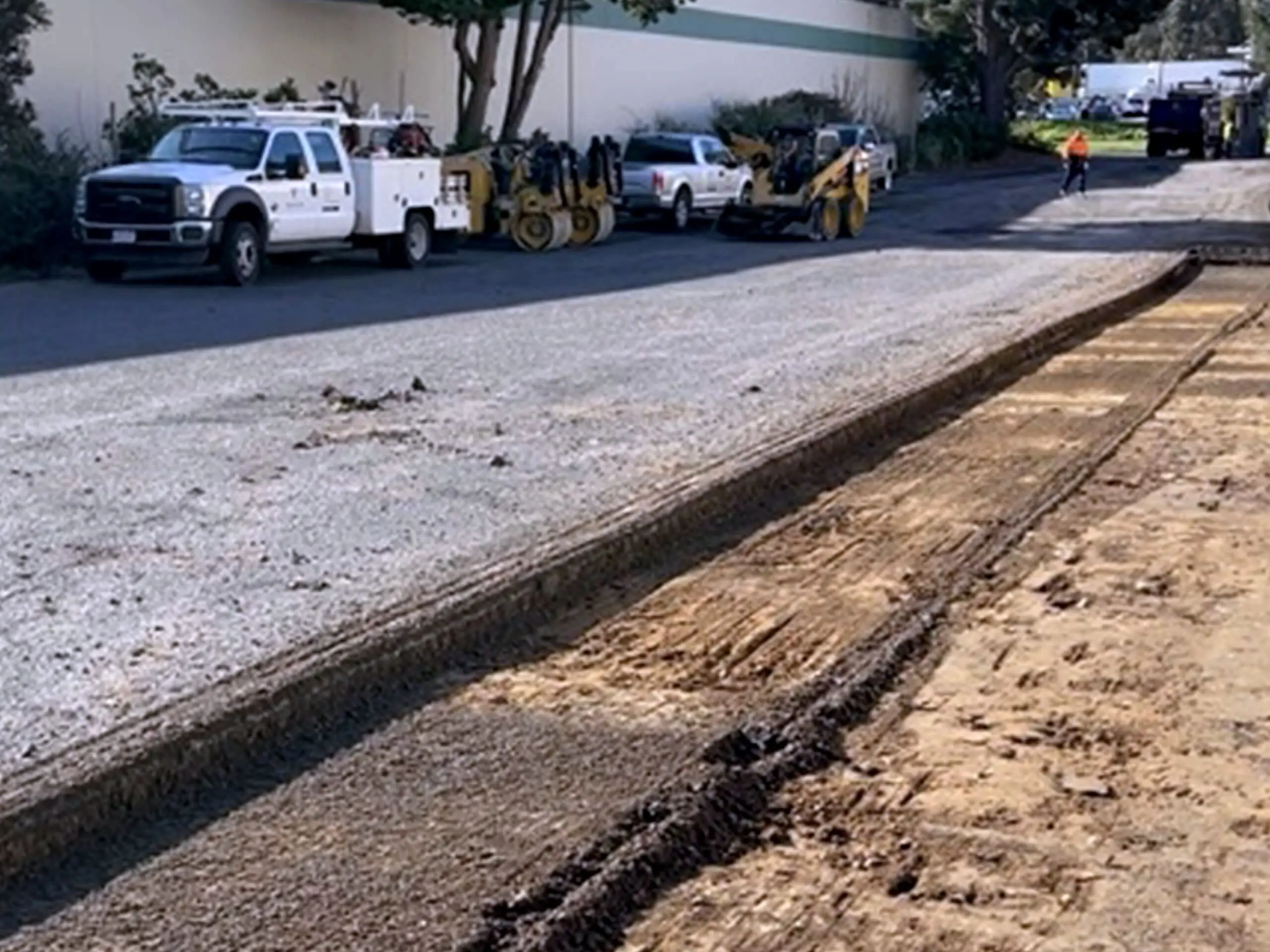 Exposed and graded subgrade ready to receive the new structural section at the Brisbane site.