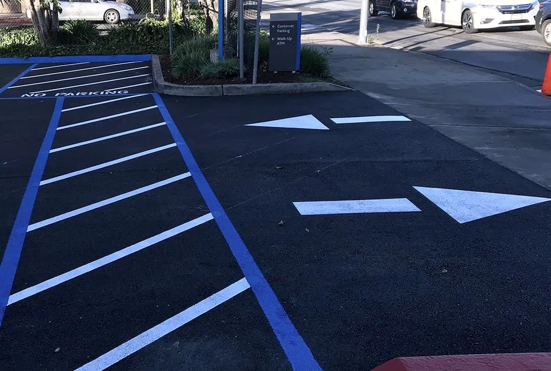 Roadway and parking surface resurfaced by Forticon in the San Francisco Bay Area.